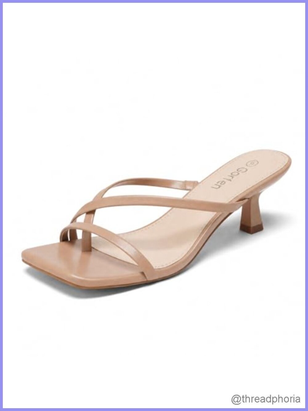Women's Kitten Heel Sandals Square Toe Strapy Flip Flop Heels 2 Inch Dress